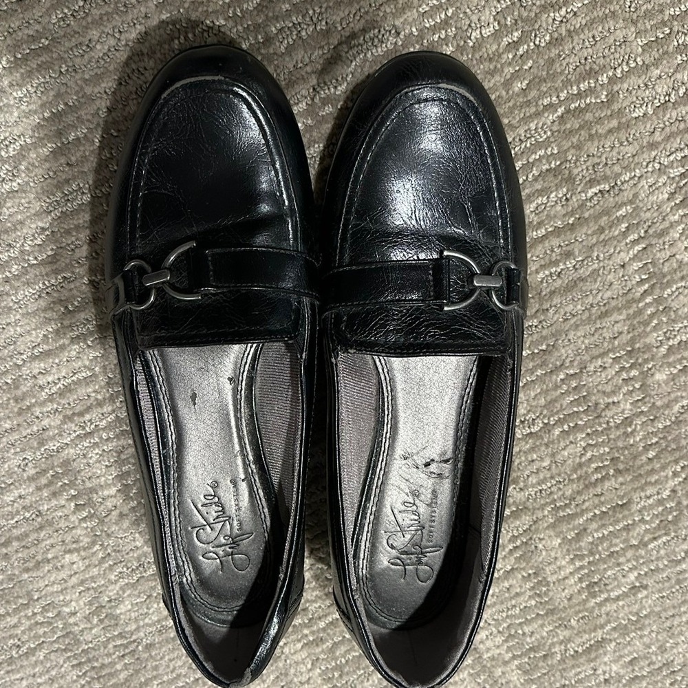 LifeStride Hallard Black Loafers Womens 9.5 W Wide Soft System Bit Slip On Shoes